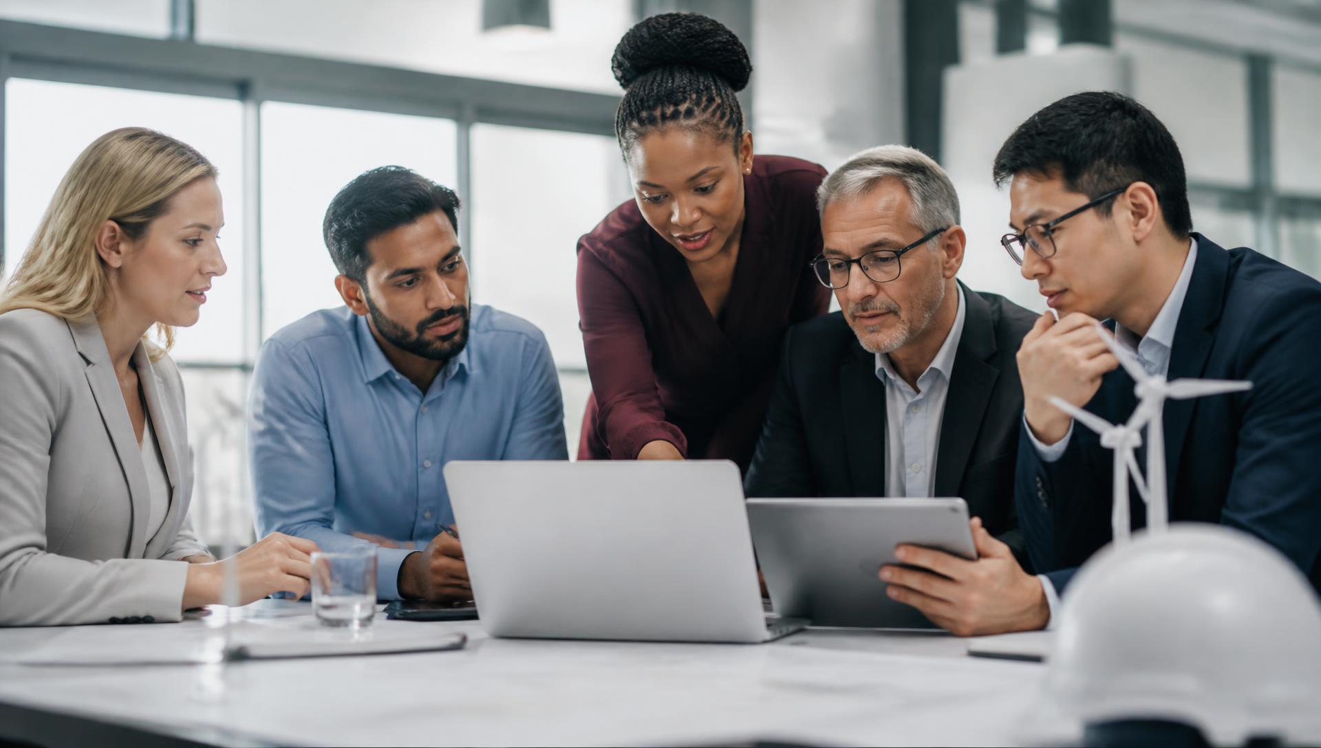 Specialized professionals collaborating in a modern office